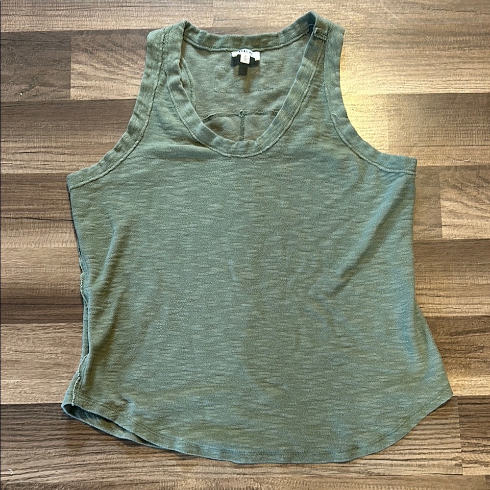BKE Green Tank Top with Shoulder Cutouts